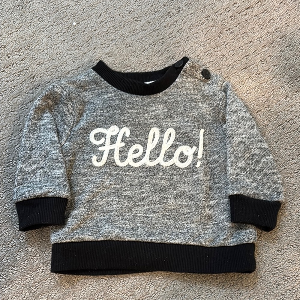 Gray baby Sweatshirt with 'Hello!' Print